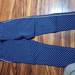 Metaphor Floral Stretch Straight Fit Side Pockets Blue & White Size 10 Nwot